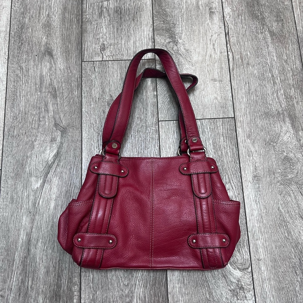 Tignanello Red Pebble Leather Shoulder Bag
